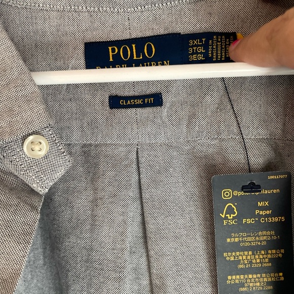 Polo Ralph Lauren Big & Tall Short Sleeve Oxford Woven Shirt Color Slate 3XLT - Picture 8 of 8